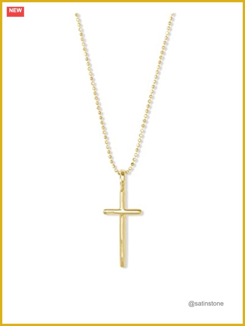 18k Yellow Gold Vermeil Cross Charm Pendant Necklace Demi Fine